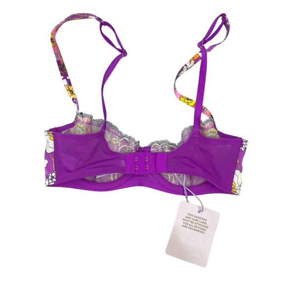 NWT SAVAGE X FENTY Mod Poppy Unlined Lace Balconette Bra Sz 30A - Picture 6 of 8